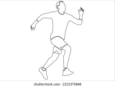 
black line art of men jogging vector illustration