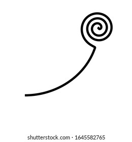 Black line art ornament, spiral tatoo design element, monochrome vector abstract shape, isolated 