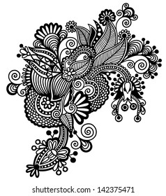 Set Mehndi Flower Pattern Henna Drawing Stock Vector (Royalty Free ...