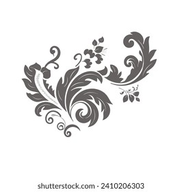 black line art ornate flower design collection, ukrainian ethnic style, autotrace of hand drawing, raster version