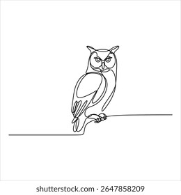 Black line art owl perched on a branch bird