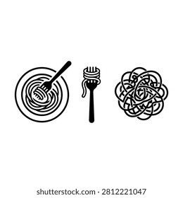 Black line art of pasta dish