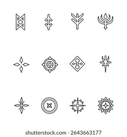 Black Line Art R P G Game Symbols vector  icons Set design illustrations