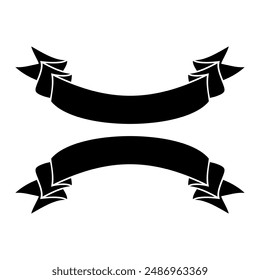 black line art ribbon vector file, can be used for your design, isolated on white background
