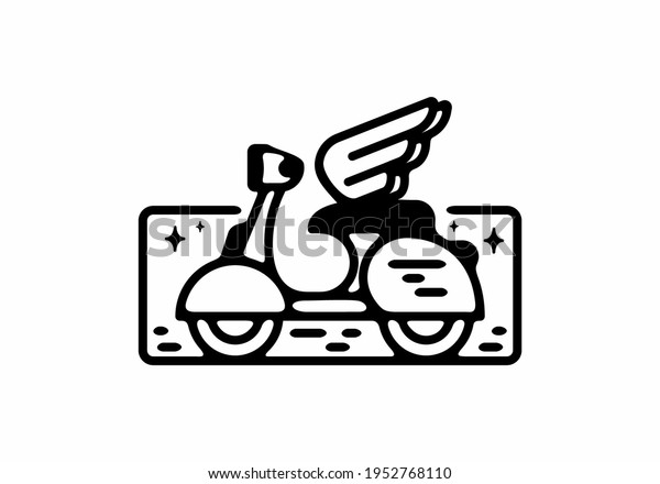 Black line art of\
scooter with wings\
design