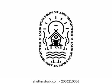 Black line art of simple house with lorem ipsum text design