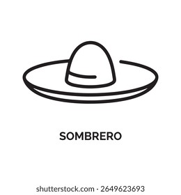 Black Line Art Sombrero Illustration Mexican Hat Icon