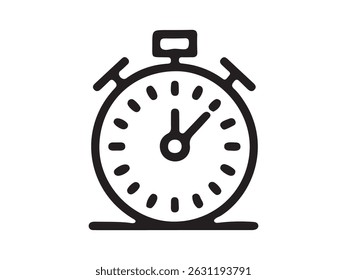 Black Line Art Stopwatch Icon for Time Management