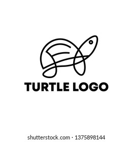 Black Line Art Turtle Logo