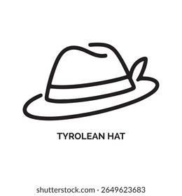 Black Line Art Tyrolean Hat Illustration Simple Design