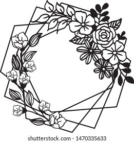 Black line art with various style of frame, for texture leaf flower elegant. Vector