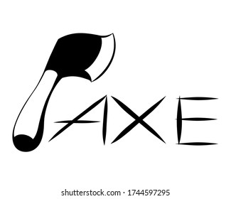Black line art Vector illustration on a white background of an axe. Suitable for making logo.