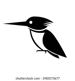 Black line art Vector illustration on a white background of a Kingfisher bird Suitable for making logo