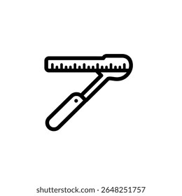 Ilustração vetorial de arte de linha preta de uma ferramenta de rede com uma régua em um fundo branco O estilo é simples e mínimo