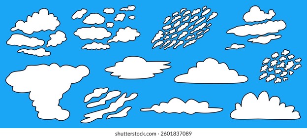 Black Line Art White Shadow Stratus Cloud Illustration Minimalist Cloud Drawing Clipart