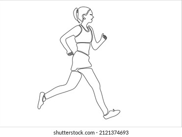 
black line art of woman jogging vector illustration