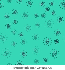 Icono de IA de inteligencia artificial de línea negra aislado patrón sin fisuras sobre fondo verde. Aprendizaje automático, computación en nube, asistencia de soporte automatizado y redes.  Vector