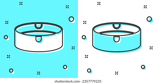 Black line Ashtray icon isolated on green and white background. Random dynamic shapes. Vector