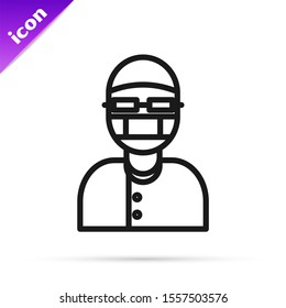 Black line Assistant icon isolated on white background.  Vector Illustration