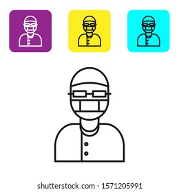 Black line Assistant icon isolated on white background. Set icons colorful square buttons. Vector Illustration