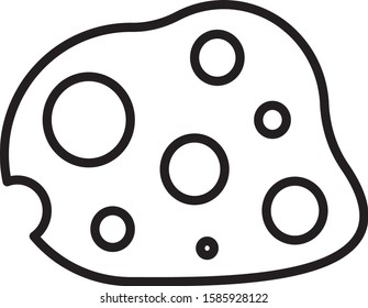Black line Asteroid icon isolated on white background.  Vector Illustration