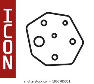 Black line Asteroid icon isolated on white background.  Vector