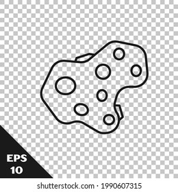 Black line Asteroid icon isolated on transparent background.  Vector Illustration