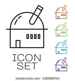 Black line Astronomical observatory icon isolated on white background. Observatory with a telescope. Scientific institution. Set icons colorful. Vector Illustration