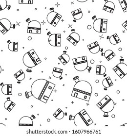 Black line Astronomical observatory icon isolated seamless pattern on white background.  Vector Illustration