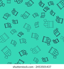 Black line Astronomical observatory icon isolated seamless pattern on green background. Observatory with a telescope. Scientific institution.  Vector