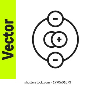 Black line Atom icon isolated on white background. Symbol of science, education, nuclear physics, scientific research.  Vector