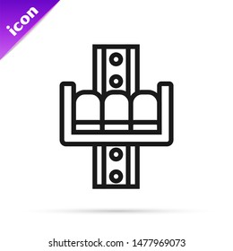 Black line Attraction carousel icon isolated on white background. Amusement park. Childrens entertainment playground, recreation park.  Vector Illustration