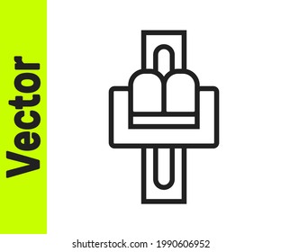 Black line Attraction carousel icon isolated on white background. Amusement park. Childrens entertainment playground, recreation park.  Vector