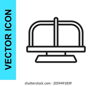 Black line Attraction carousel icon isolated on white background. Amusement park. Childrens entertainment playground, recreation park.  Vector