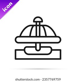 Black line Attraction carousel icon isolated on white background. Amusement park. Childrens entertainment playground, recreation park.  Vector