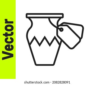 Black line Auction ancient vase icon isolated on white background. Auction bidding. Sale and buyers.  Vector