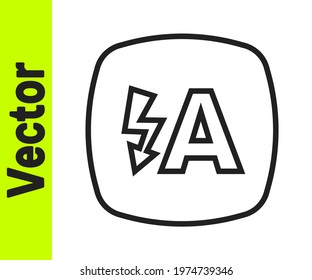 Black line Auto flash icon isolated on white background. Automatic flash.  Vector