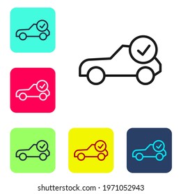 Black line Auto service check automotive icon isolated on white background. Car service. Set icons in color square buttons. Vector Illustration