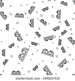 Black line Automatic irrigation sprinklers icon isolated seamless pattern on white background. Watering equipment. Garden element. Spray gun icon.  Vector Illustration