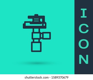 Black line Automatic irrigation sprinklers icon isolated on green background. Watering equipment. Garden element. Spray gun icon.  Vector Illustration