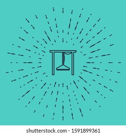 Black line Automatic irrigation sprinklers icon isolated on green background. Watering equipment. Garden element. Spray gun icon. Abstract circle random dots. Vector Illustration