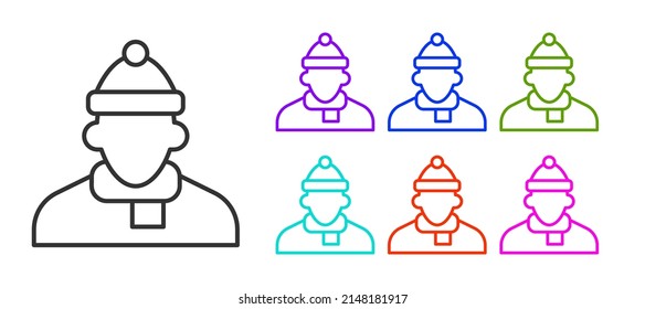 Black line Autumn clothes icon isolated on white background. Set icons colorful. Vector