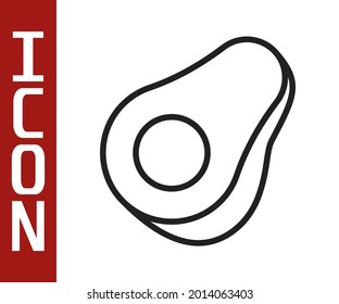 Black line Avocado fruit icon isolated on white background.  Vector