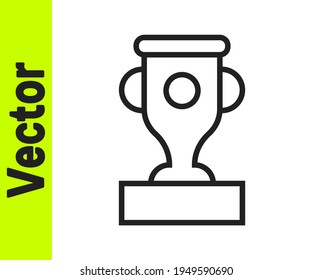 Black line Award cup icon isolated on white background. Winner trophy symbol. Championship or competition trophy. Sports achievement sign.  Vector
