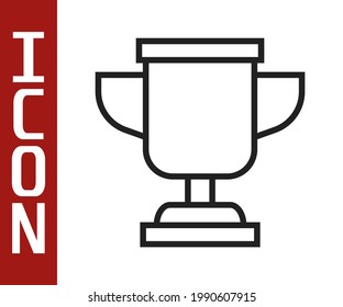 Black line Award cup icon isolated on white background. Winner trophy symbol. Championship or competition trophy. Sports achievement sign.  Vector