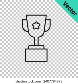 Black line Award cup icon isolated on transparent background. Winner trophy symbol. Championship or competition trophy. Sports achievement sign.  Vector