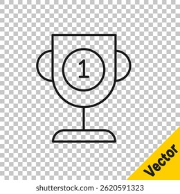 Black line Award cup icon isolated on transparent background. Winner trophy symbol. Championship or competition trophy. Sports achievement sign.  Vector Illustration