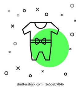 Black line Baby clothes icon isolated on white background. Baby clothing for baby girl and boy. Baby bodysuit.  Vector Illustration