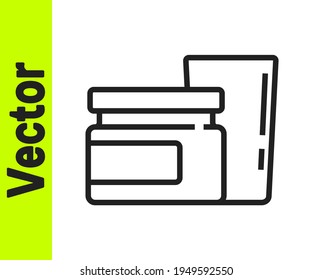 Black line Baby food icon isolated on white background.  Vector