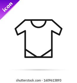 Black line Baby onesie icon isolated on white background. Baby clothes symbol. Kid wear sign.  Vector Illustration